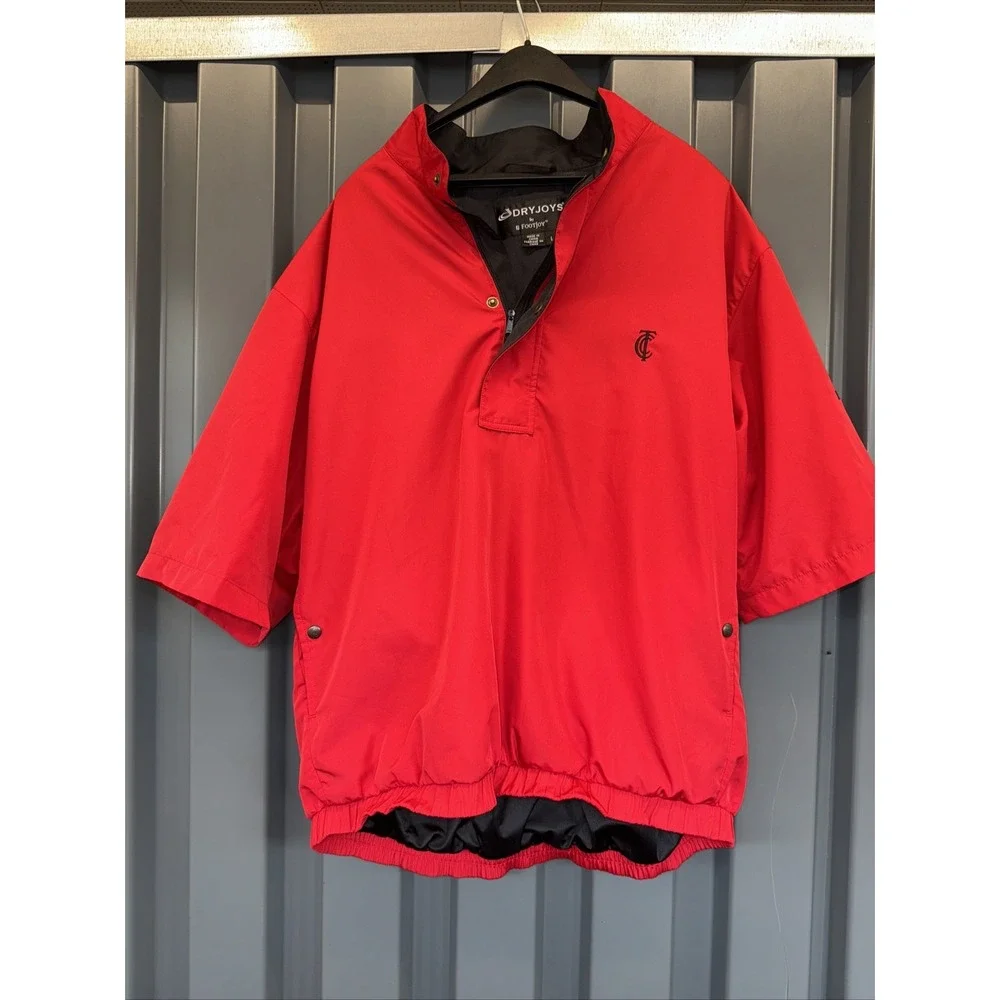 Foot Joy Dry Joys Shirt Jacket Mens Large Red Short Sleeve Windbreaker Golf Rain